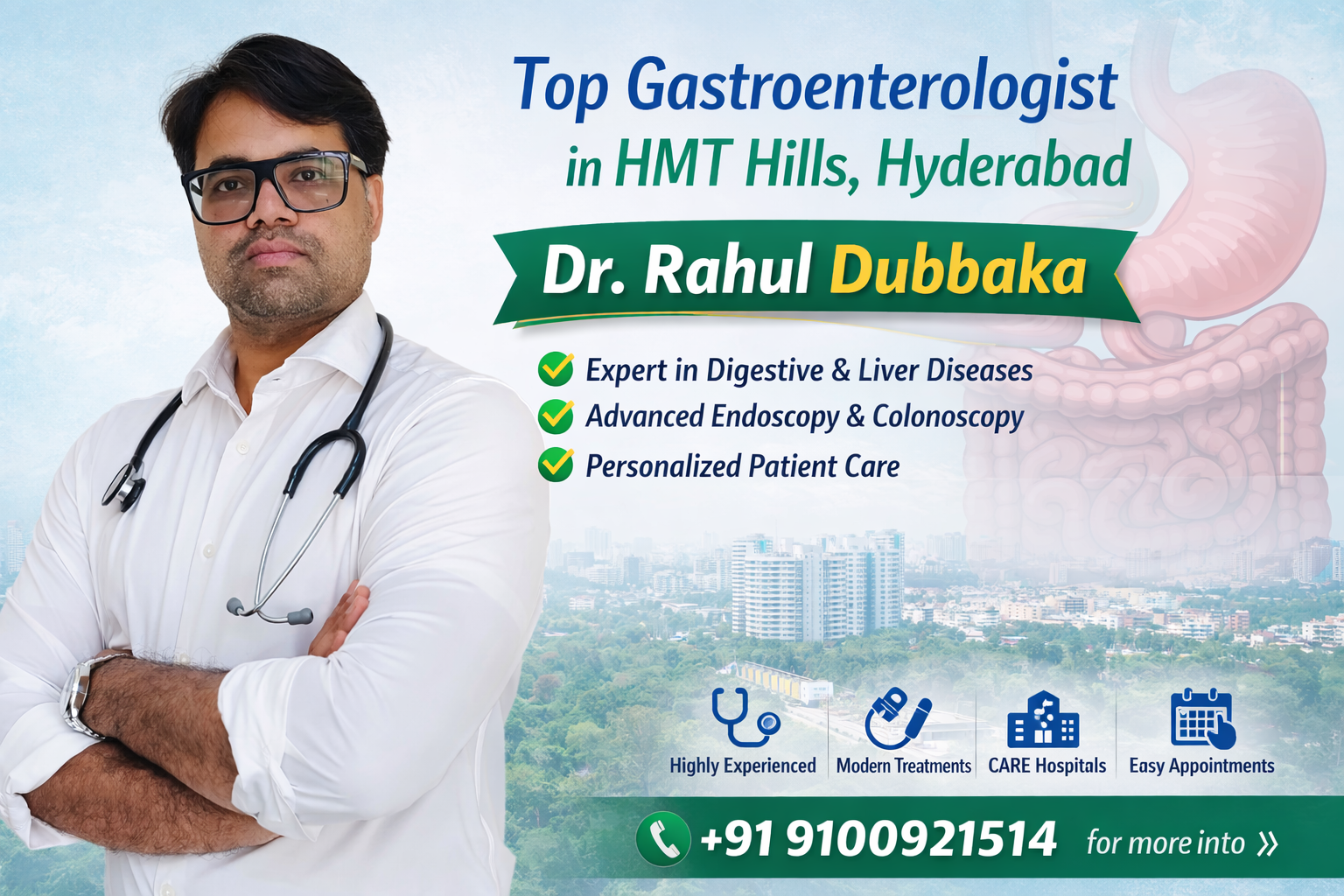 Dr. Rahul Dubbaka, top gastroenterologist in HMT Hills Hyderabad, specialist in digestive and liver diseases