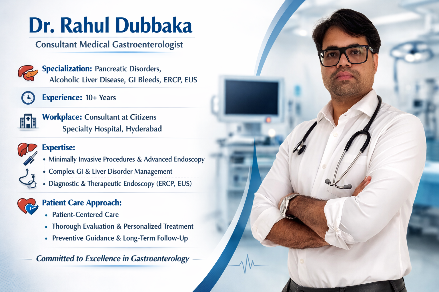 Dr Rahul Dubbaka Gastroenterologist in Hyderabad at Citizens Specialty Hospital treating liver and digestive disorders