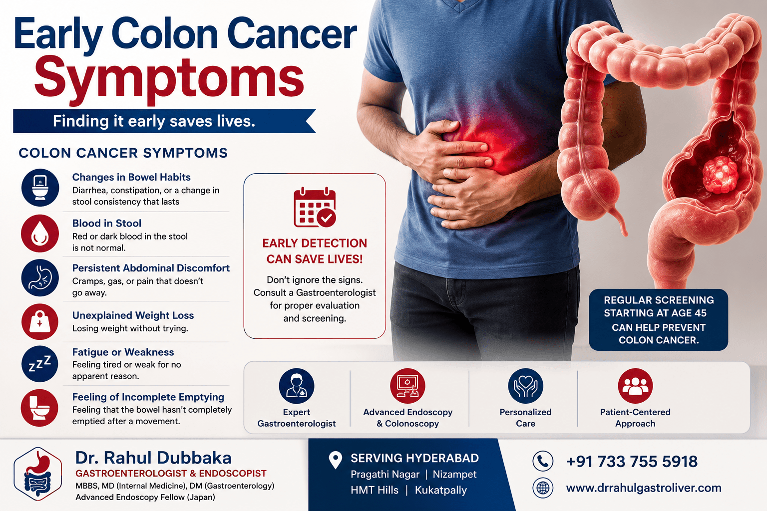 Early Colon Cancer Symptoms: Warning Signs & Treatment in Hyderabad